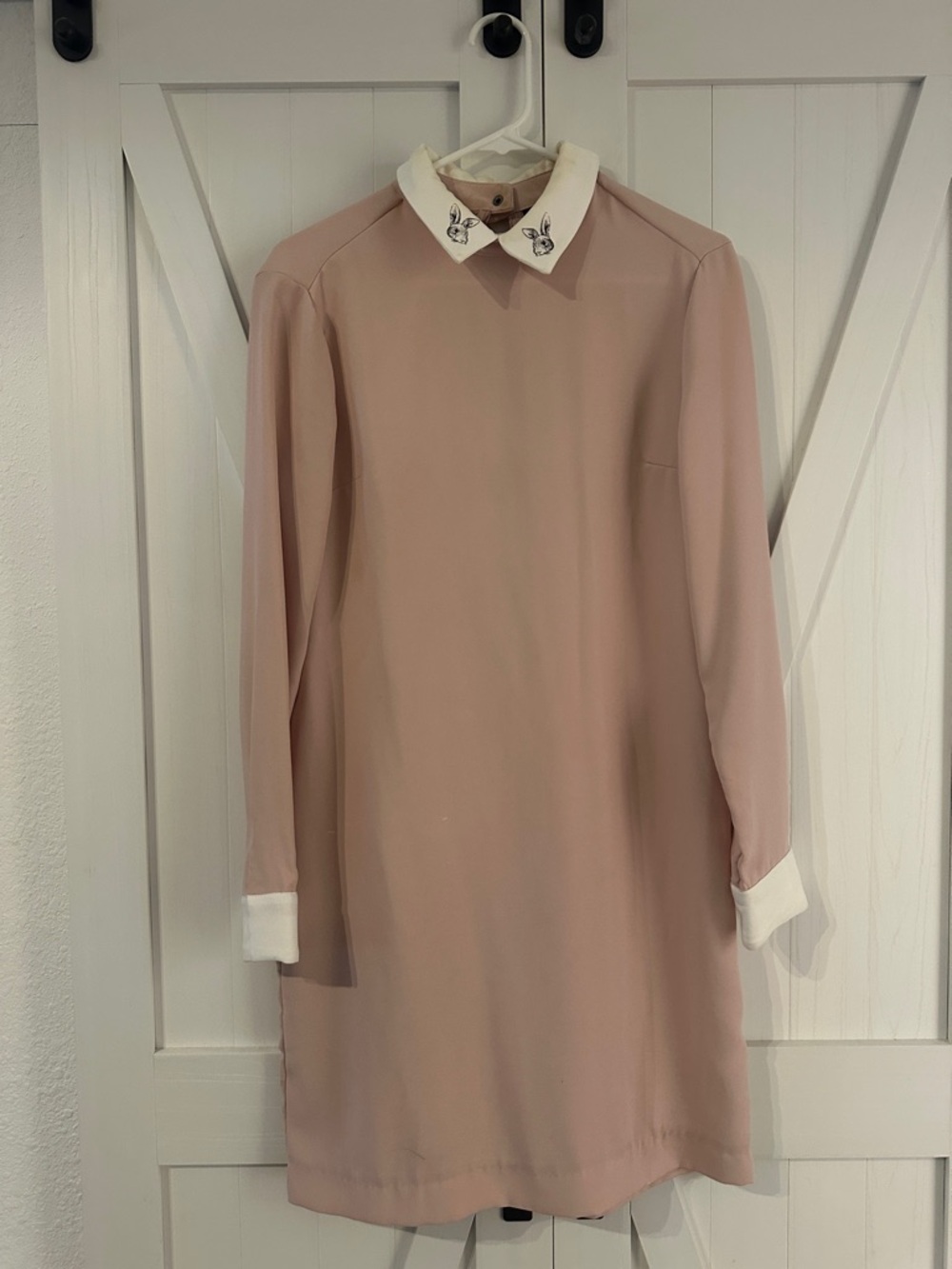 Victoria Beckham for Target Blush Pink Long Sleeve Shift Dress with White Collar